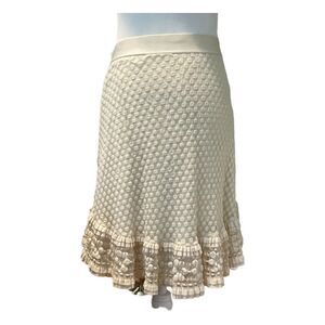 Max Studio Swiss Dot Knit Lace Overlay Mini Skirt M
